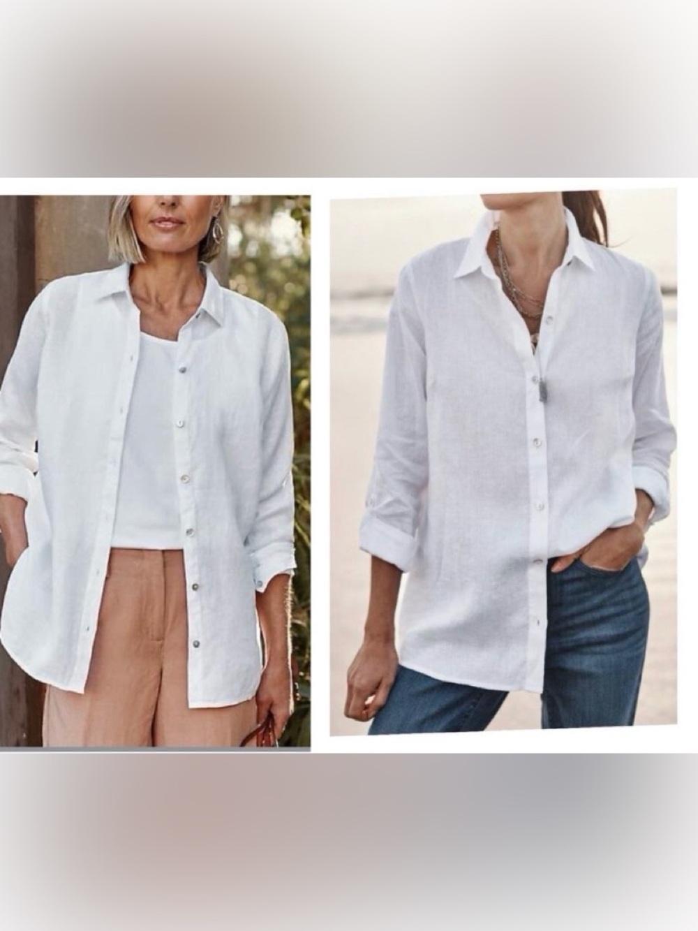 J. Jill White Linen Blouse small